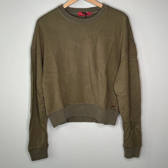 n:PHILANTHROPHY Sela French Terry Long Sleeve Sweatshirt in Olive Size Medium - Picture 3 of 7